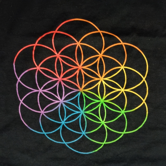 COLDPLAY CONCERT T-SHIRT - Large // Rock Band Music Tour Tee Shirt rainbow tees - Picture 7 of 12